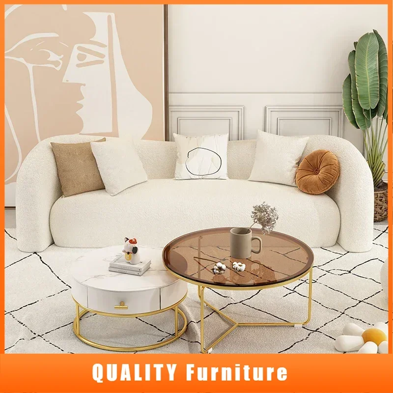 

Designer Minimalist Living Room Sofa Bed Foam Sponge 3 Seat Cream Couch Small Family Customized Canape Salon Bedroom Furniture