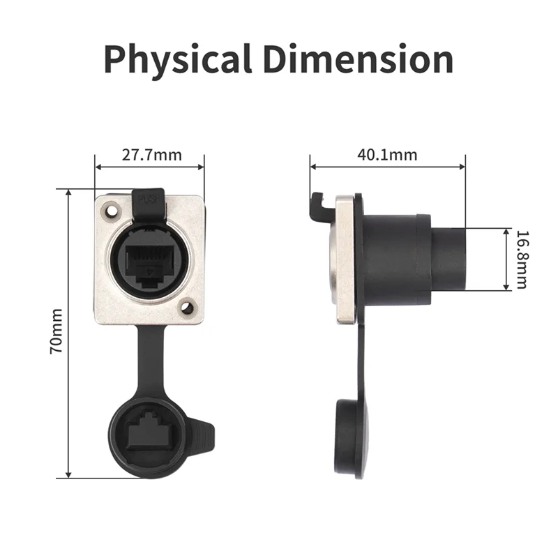 

【Buy Now】RJ45 Waterproof Network Connector With Rubber Cover D Type Panel Mount Socket RJ45 Ethernet Connector