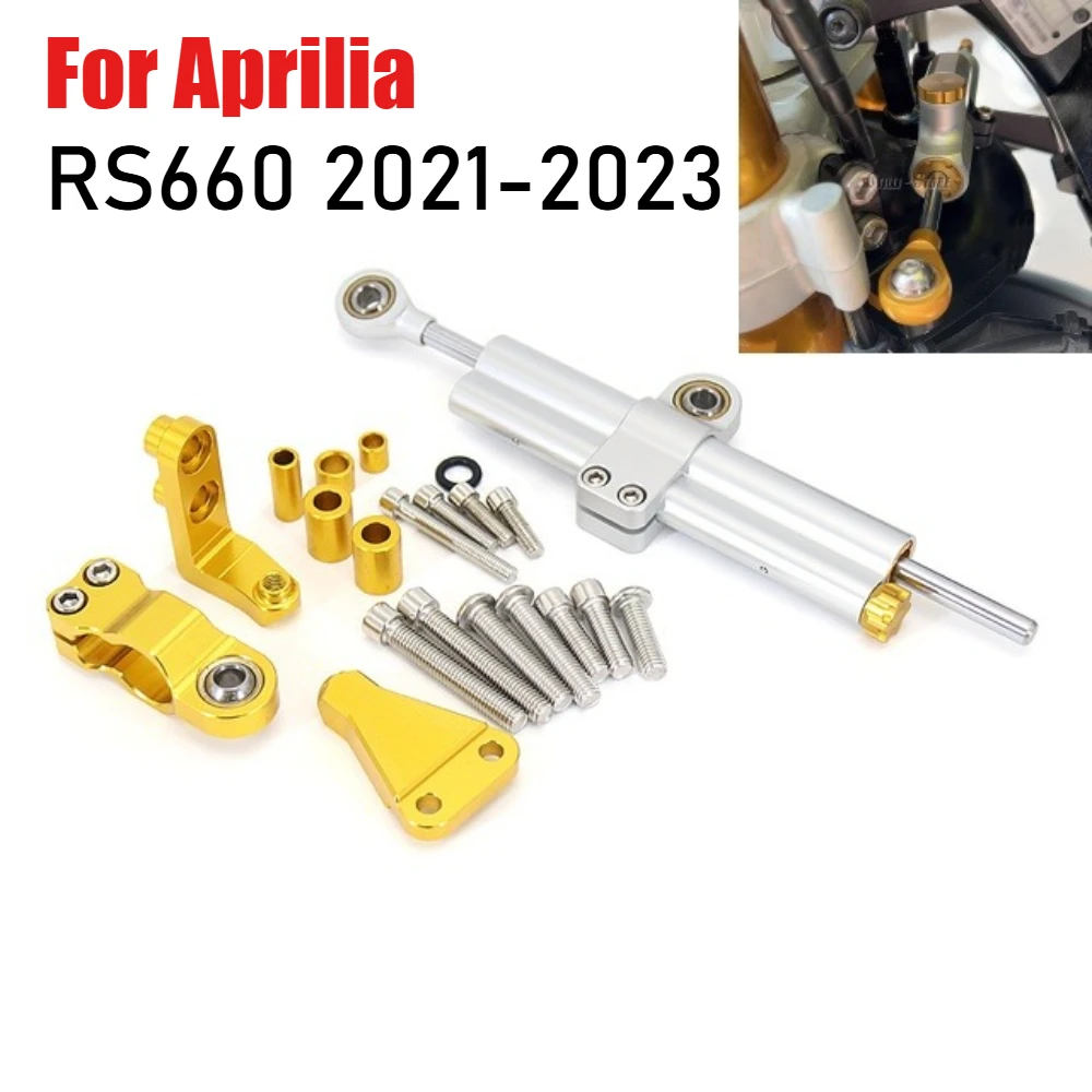 

For Aprilia RS660 RS 660 2021 2022 2023 Motorcycle Adjustable Steering Stabilizer Damper CNC Aluminum Shock Absorber Bracket Kit