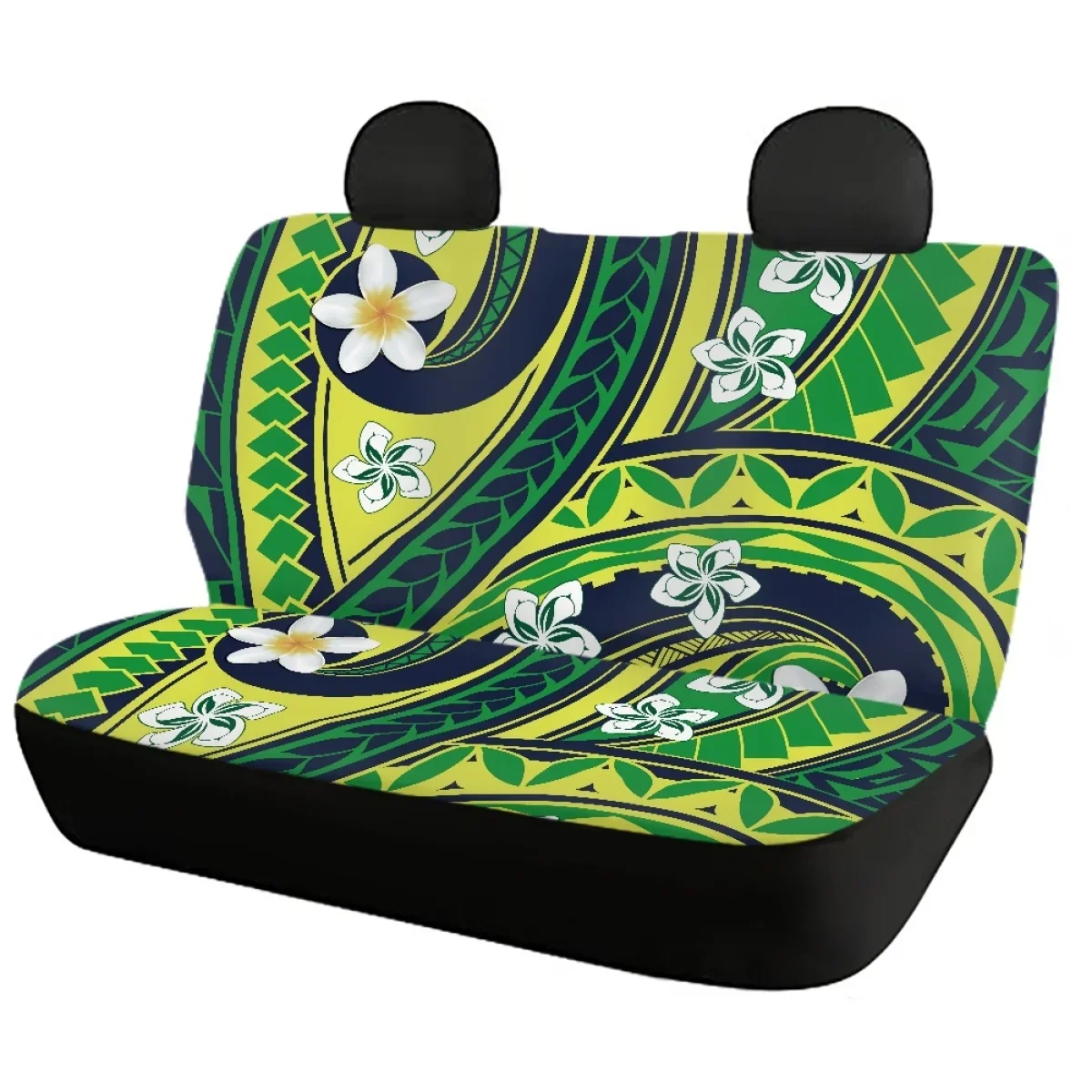 Polynesian Plumeria Green Front/Back Car Seat Covers Slip-Resistant General Truck and Sedan Seat Cover Auto Intorior Accessories