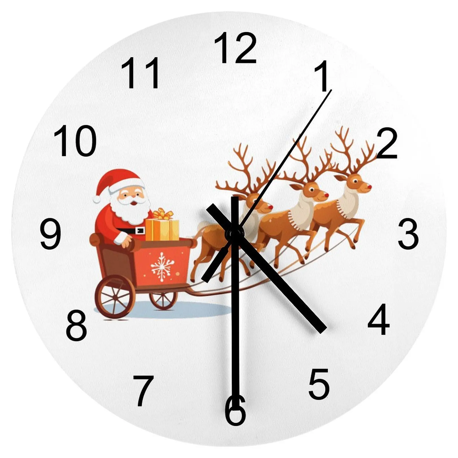 

Kitchen Wall Clock Santa Claus Clocks 12 inch Mute Wooden Round Multicolor Wall Mounted Abstract