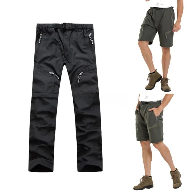 

Spring Summer Outdoor Pants Men Quick Dry Convertible Pants Men Hiking Lightweight Fishing Zip Off Cargo Work Pants Trousers