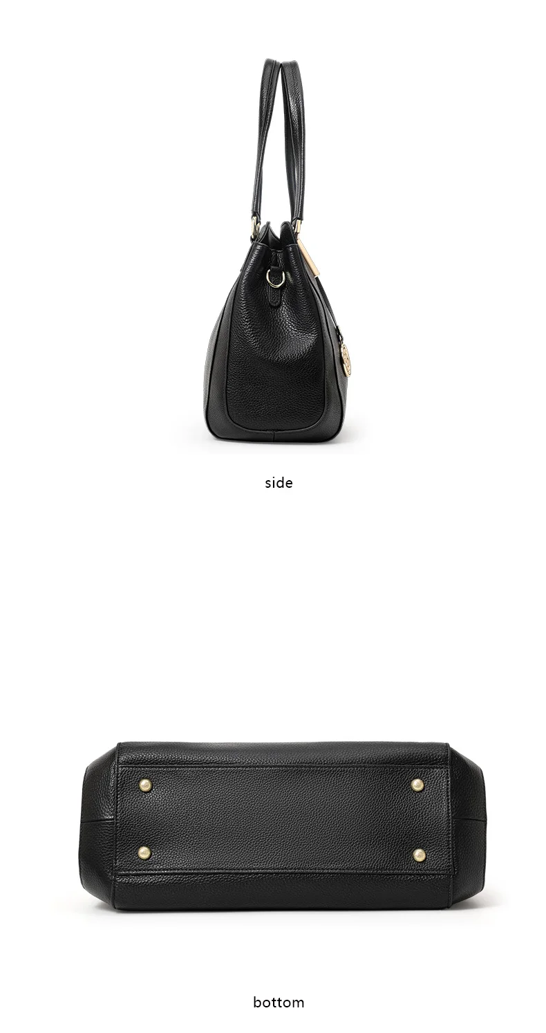 Aidrani Damen-Tragetasche aus echtem Leder, einfarbig, große Handtasche aus Rindsleder, lässige Umhängetasche – Detail 9