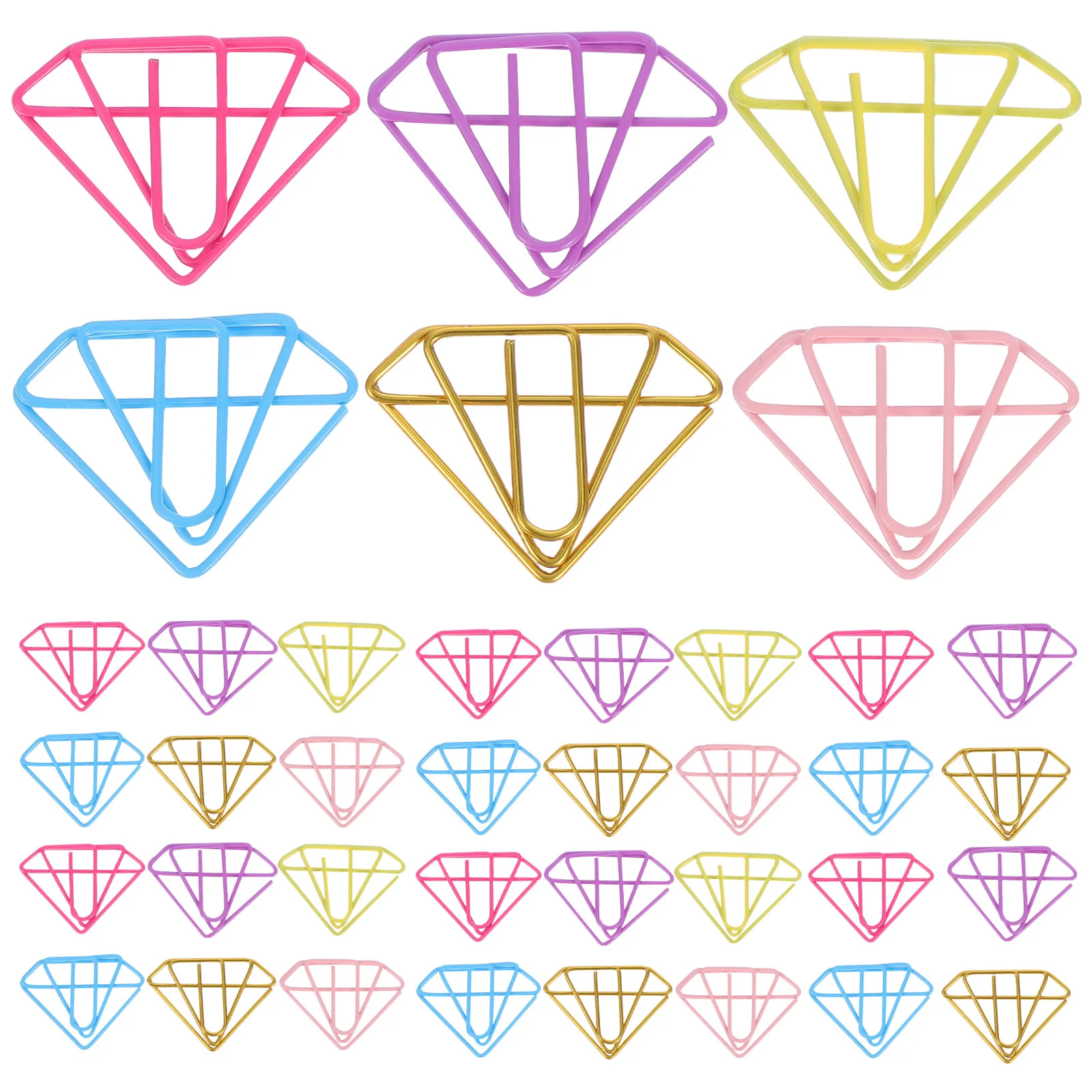 

60Pcs Diamond-Shaped Paperclips Metal Clips Office School Home Document Organization Stylish Bookmark Paperclips