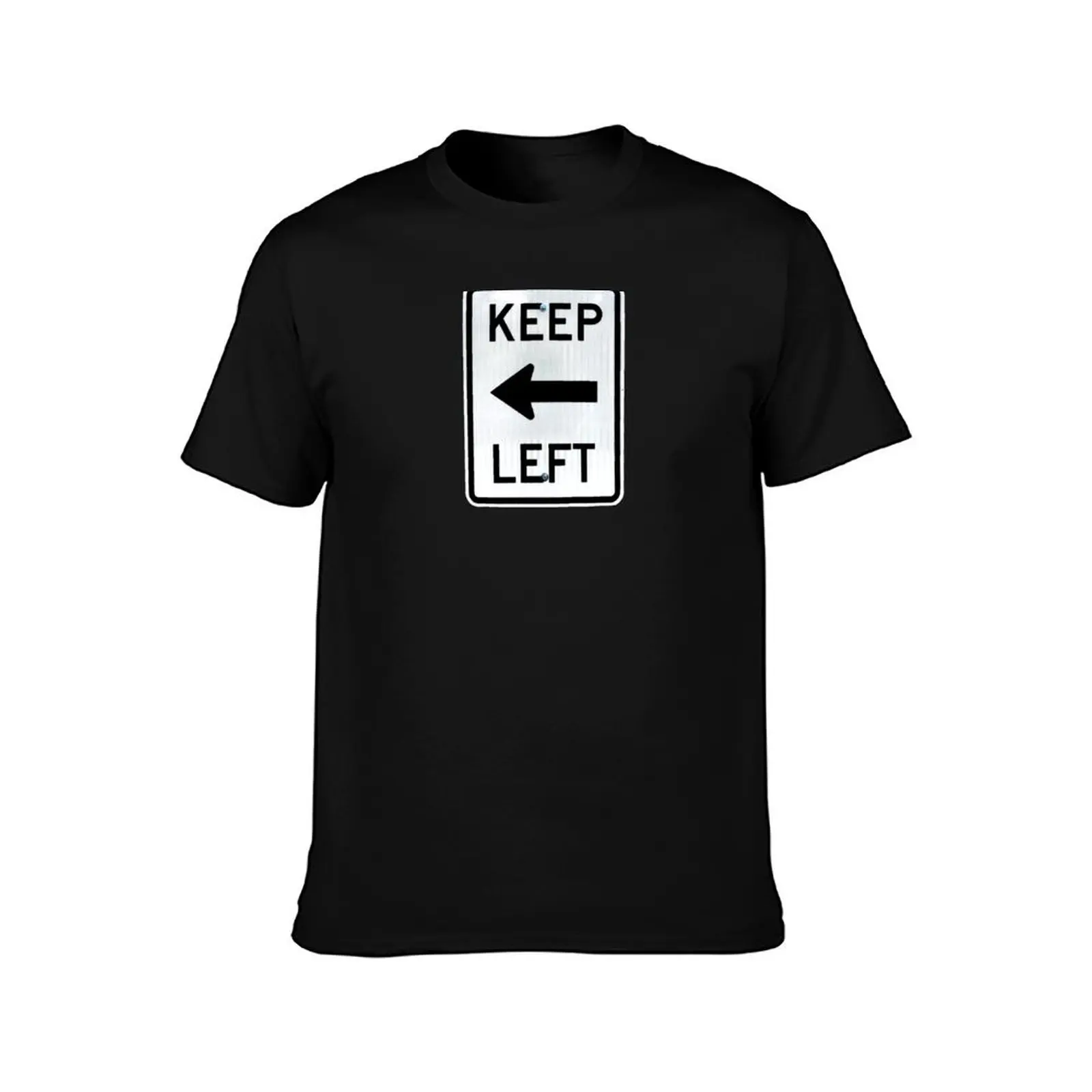 Keep Left Street Street Sign T-Shirt Summer Print Short Sleeve Tee T-Shirt