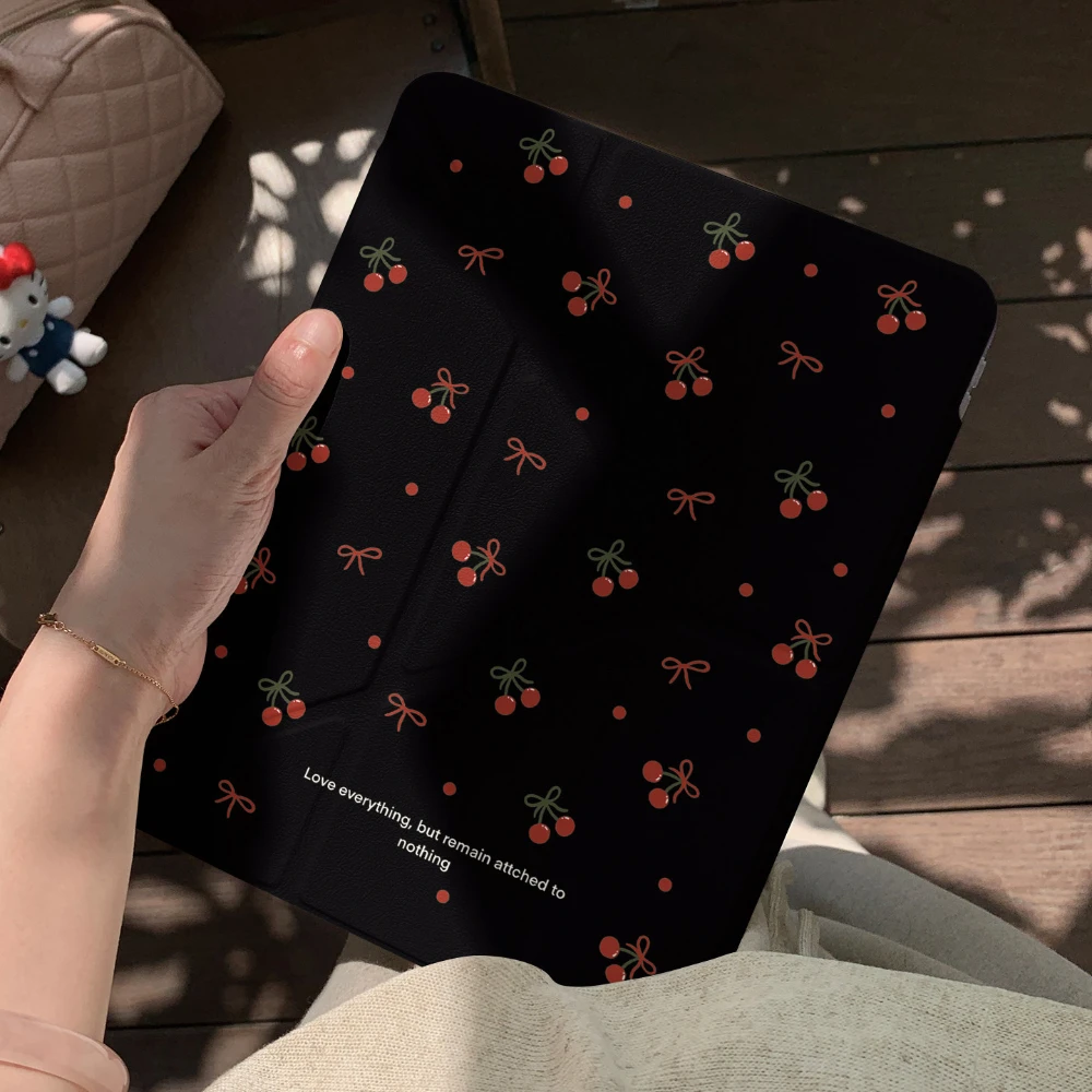 

Red Cherry Black Tablet Case For iPad Pro 11 12.9 13 M2 M4 M3 M5 Shell 8.3 9.7 10.2 5/6/7/8/9/10/11th Air 1 2 3 4 5 6 7 Cover