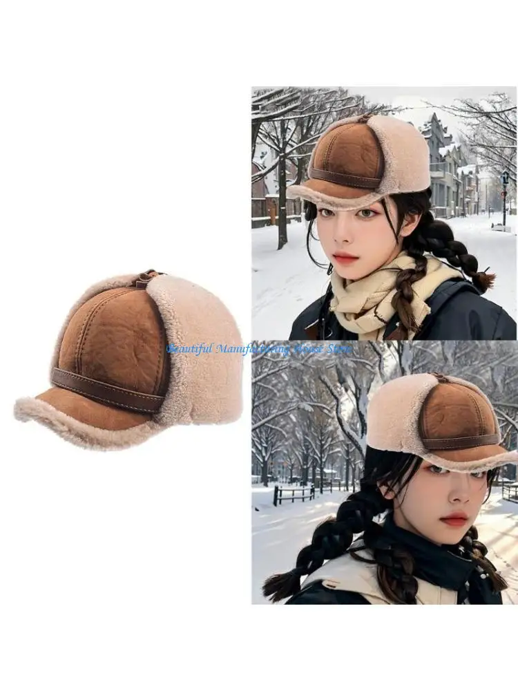 E56A Outdoor Activity Wool Skull Hat Winter Warm Caps Adults Unisex Skiing Hiking Hat