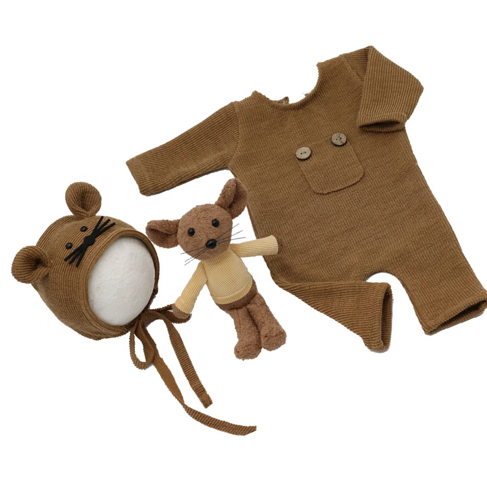 

1Set Baby Photography Clothes Newborn Costume Set Soft Comfortable Jumpsuit with Hat for Infant Photo Props Memory Growth