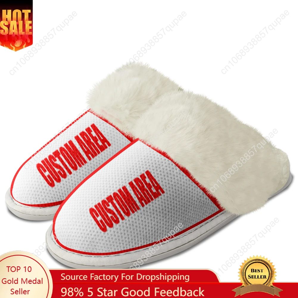 

Custom Plush Slippers Keep Warm Shoes Home Cotton Bedroom Mens Womens Customized Thermal Lightweight Slipper DIY