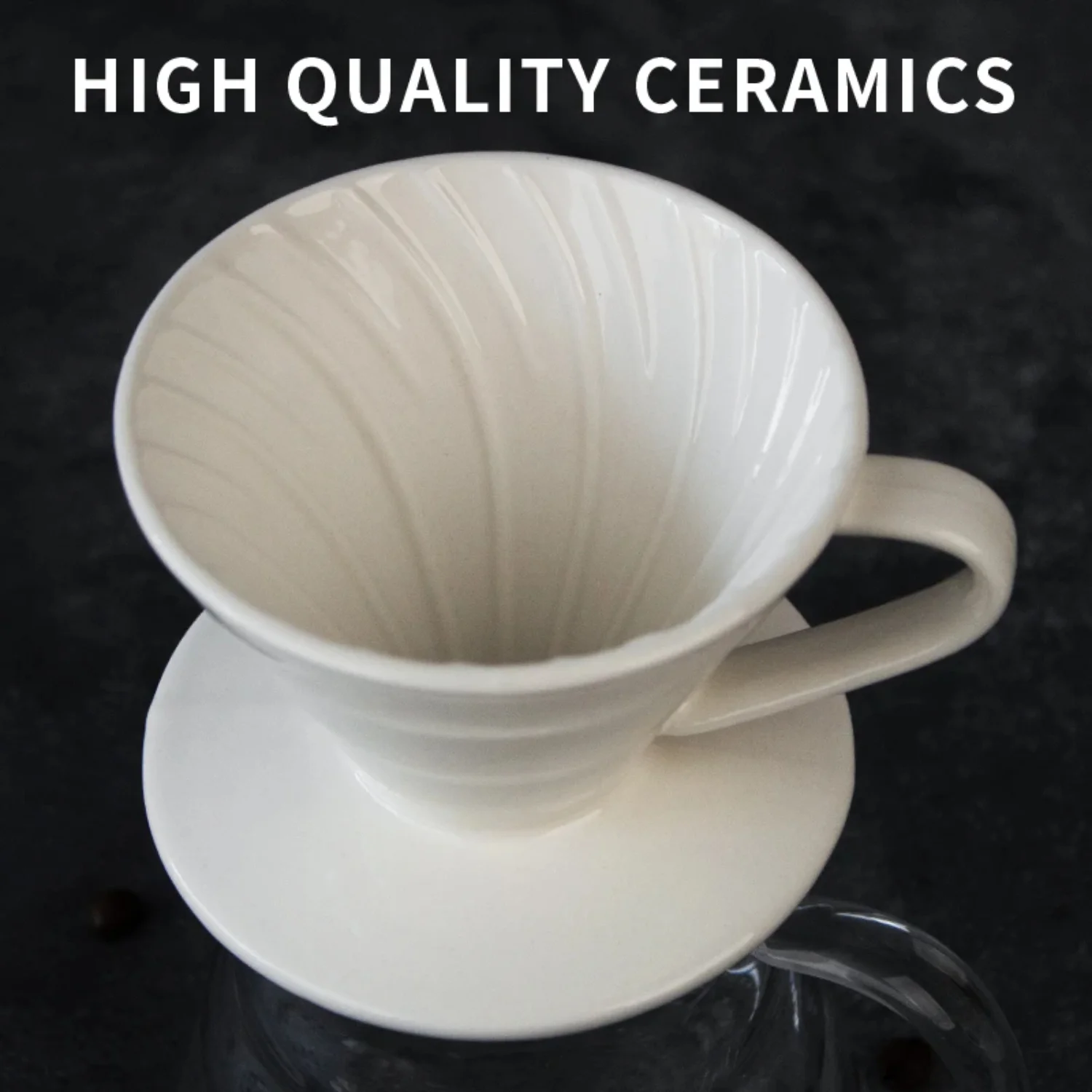 1PC V-Shaped 60 Ceramic Coffee Dripper Pour Over Cone  V Shape Drip Brewing Filter Cup Coffee Maker  White, 2 Cup，4 Cups