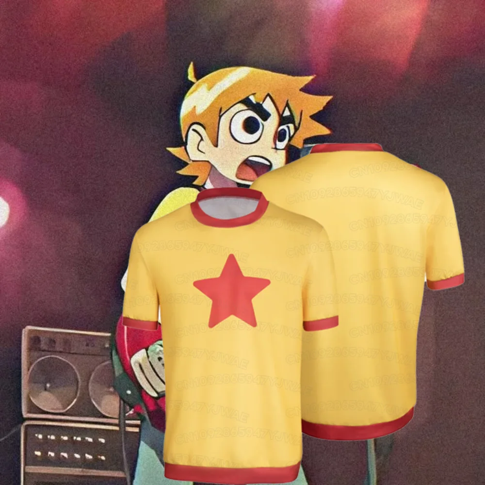 Summer Women's Men's Scott Pilgrim Cosplay T-shirt Costume Short Sleeve Graphic Printed Shirt Fashion Casual Halloween Tee