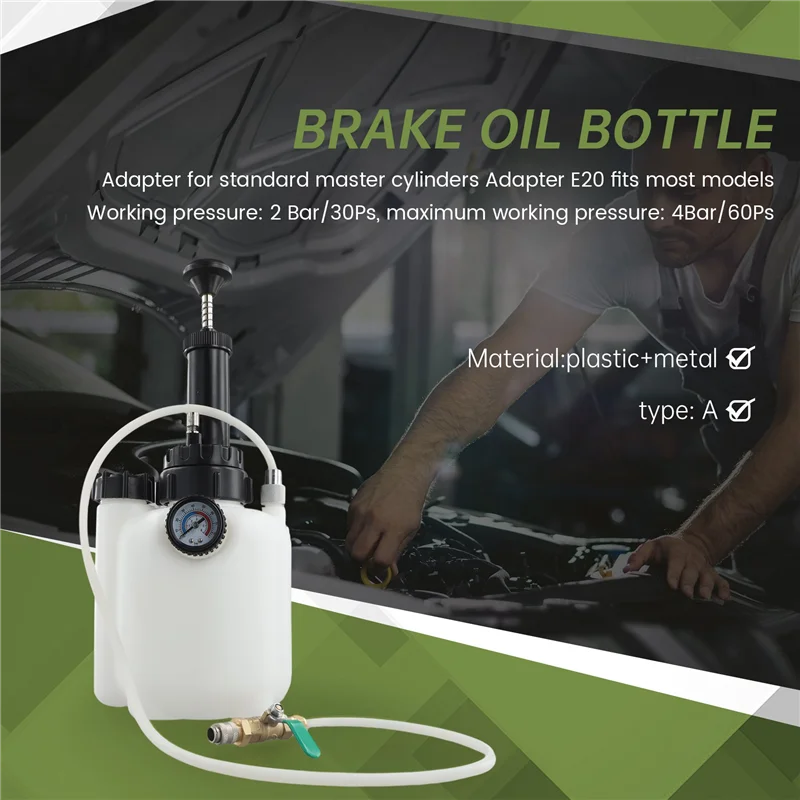Ac29-Manual Transmission Oil Filling System Fluid Pump Tool 3L +Adapter Brake Oil Bottle (A)