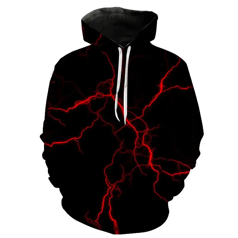 Men’s Hoodies Lightning Sweatshirts 3D Printed Sweatshirts Long Sleeve Hoodies Pullover Streetwear Fashion Casual Hooded Tops