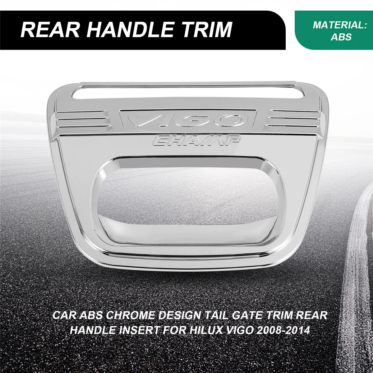 سيارة ABS كروم تصميم الذيل بوابة الكسوة مقبض خلفي إدراج لتويوتا هايلكس فيجو 2008-2014 (فضي)