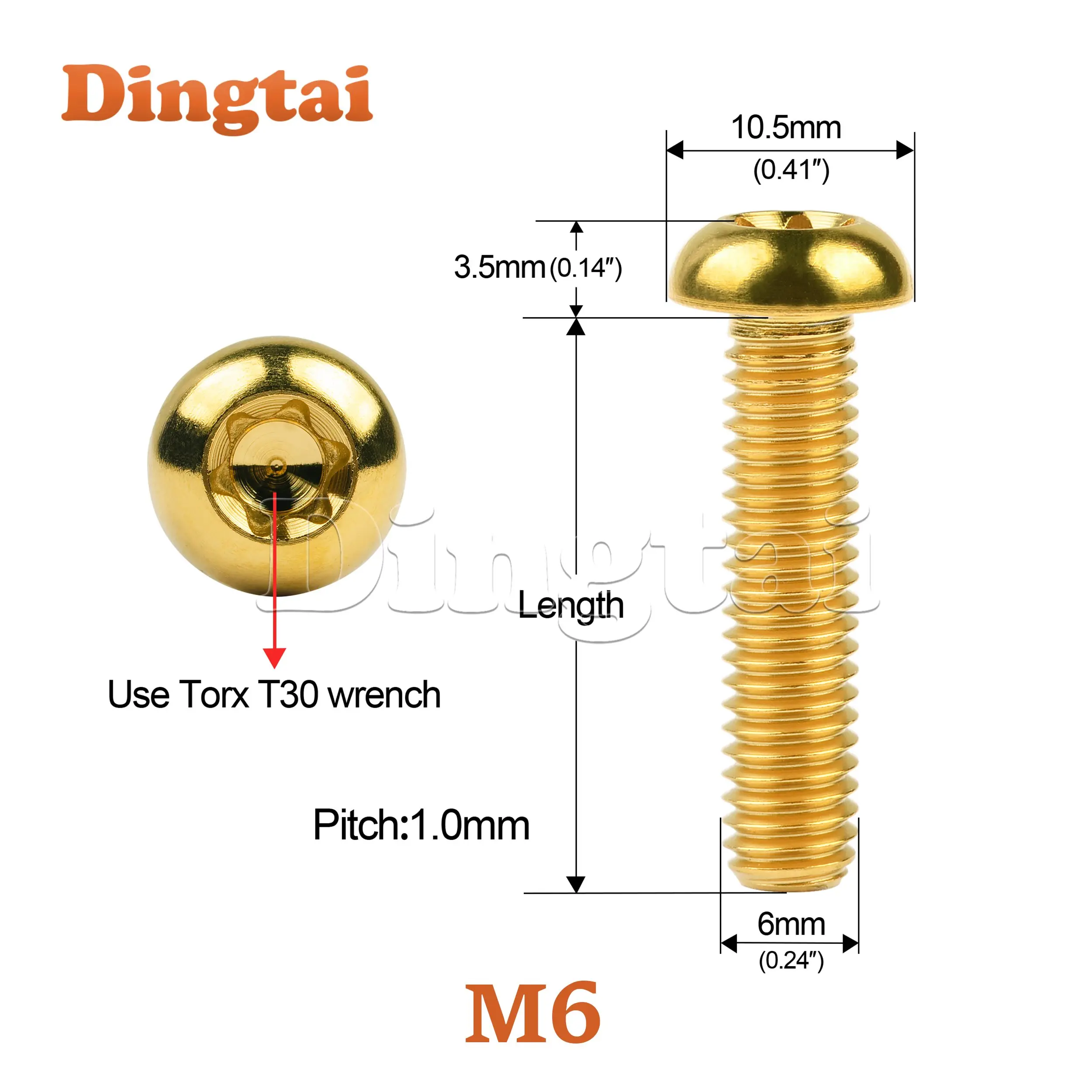 Dingtai Titanium Bolt M6x10 15 20 25 30 35mm Torx Screws For Motorcycle Bicycle Modification Accessories