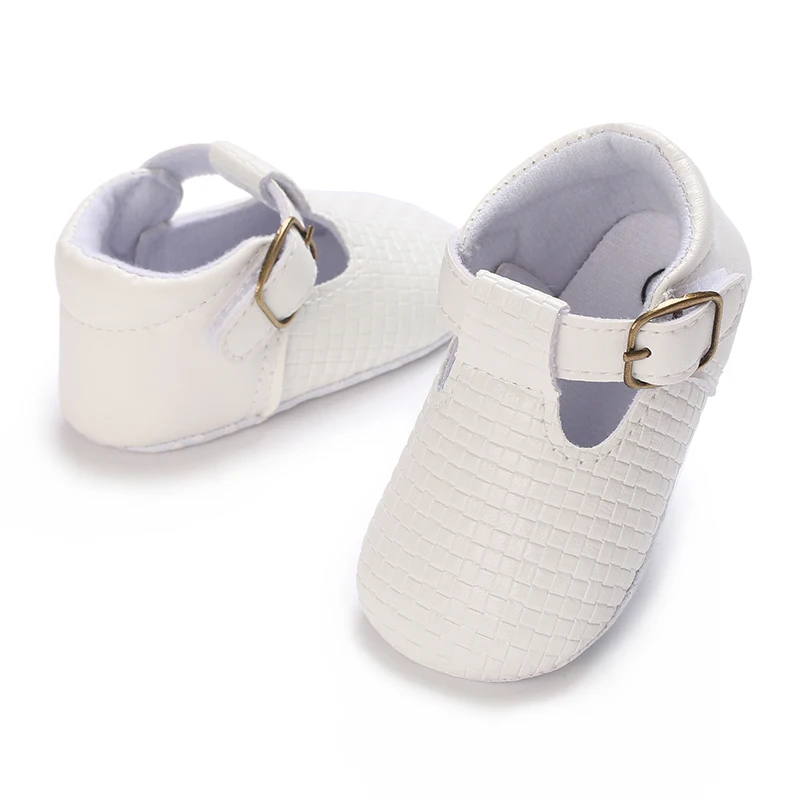 Wtite Baby Princess Shoes Infant Bow Garden Shoes Versatile Non-Slip Rubber Soft Sole Flat PU First Walker Newborn Manor Style