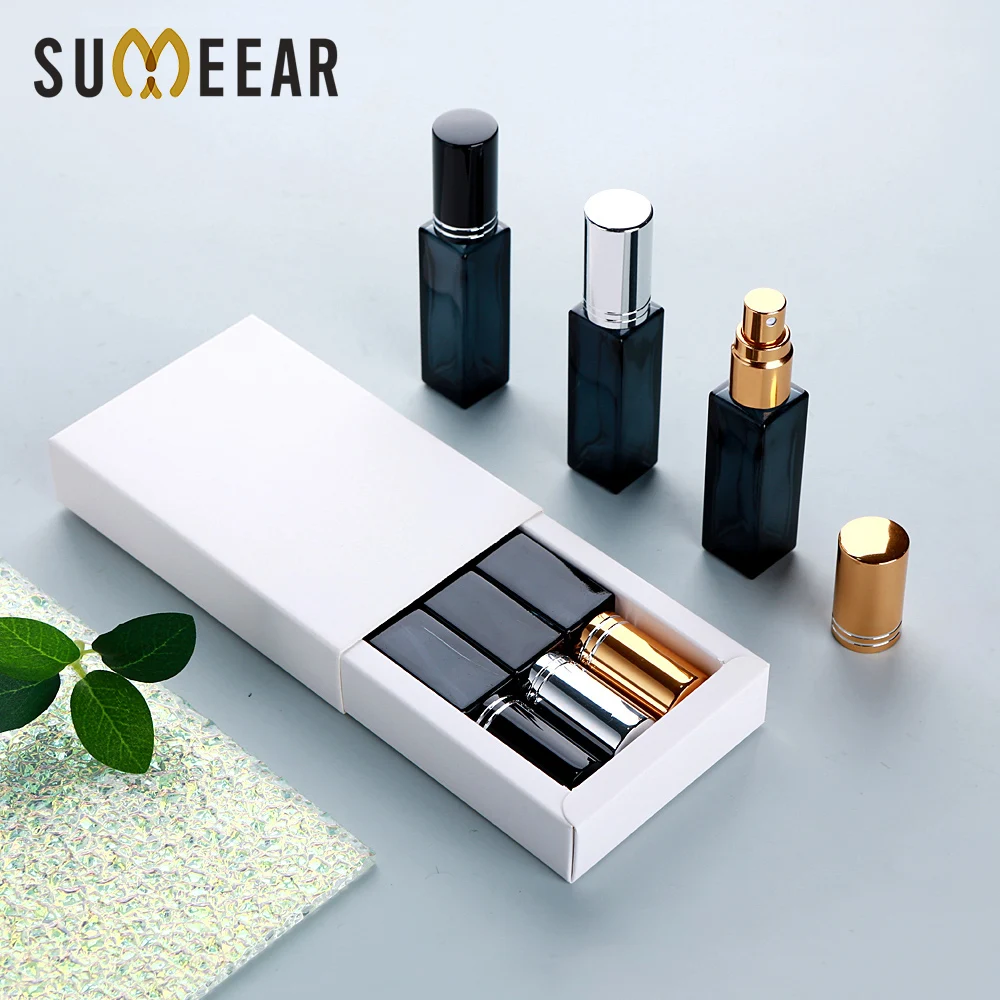 5/10/15 個 10 ミリリットルブルー香水瓶空のガラス包装箱付き香水アトマイザー旅行化粧品詰め替えスプレーボトル