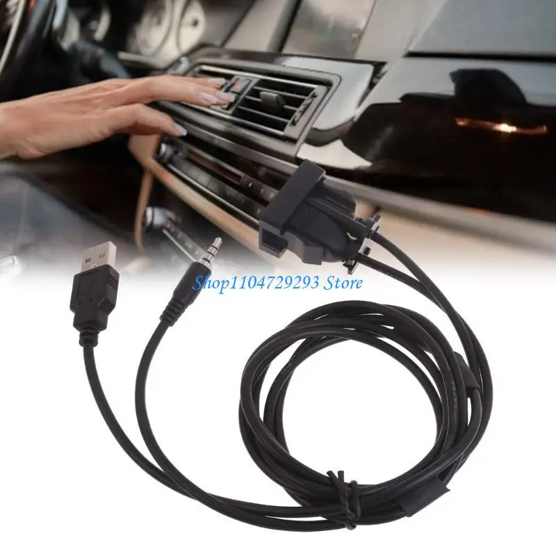 Y2GD Flexible USB + 3.5mm Connector USB AUX Flush Mount Cable Compatible for Car Truck Trailer Motorcycle Various Device