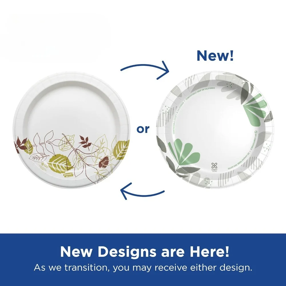 10 Inch Heavyweight Paper Plates Botanical Design Disposable Dinner Plates 500 Count Household Supplies