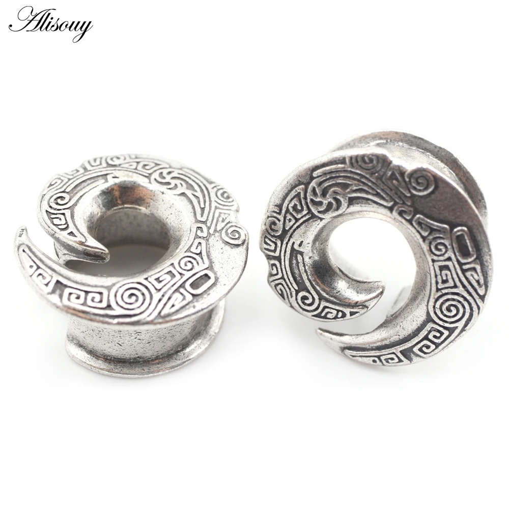 Alisouy 1PC Copper Whirlpool Spiral Vortex Stripe Ear Tunnel Plug Expander Stretcher Flared Gauges Earring Piercing Body Jewelry