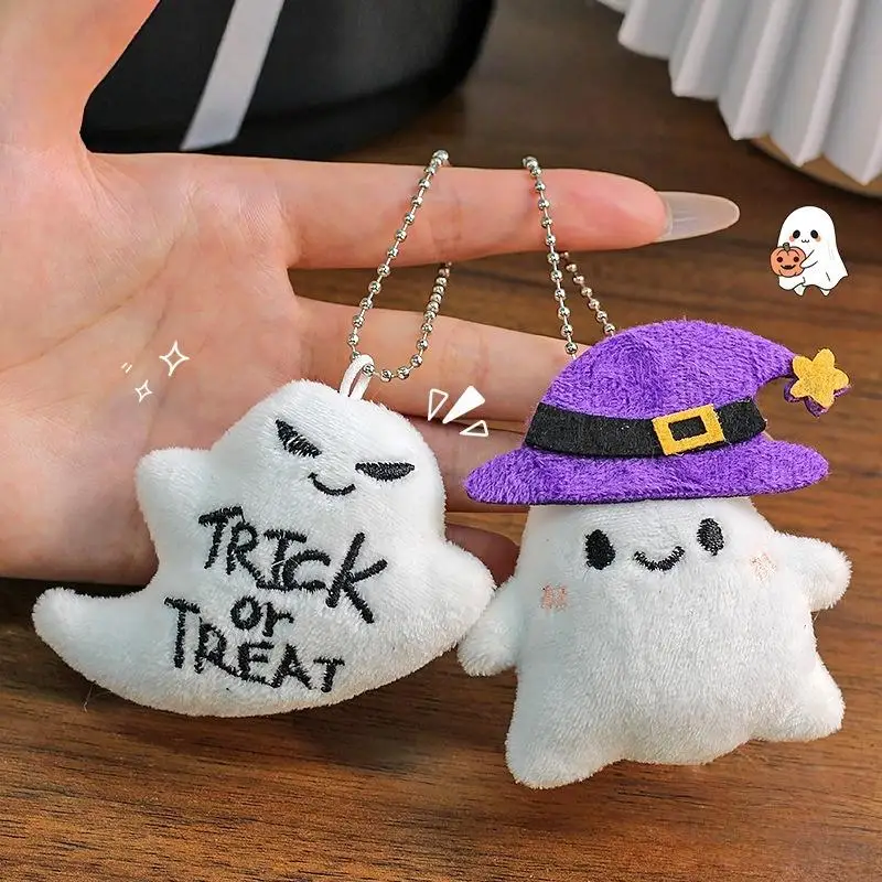 Halloween-Plüsch-Schlüsselanhänger für Damen, Kürbis, Geist, Fledermaus, Hexenhut, Cartoon-Taschenanhänger, Dekoration, Partygeschenke, Accessoires – Detail 4