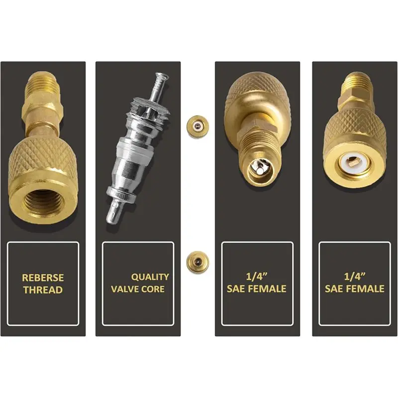 SHGO R32 R454B Brass Adapter 1/4 Inch Female to 1/4 Inch Male Reverse Thread for HVAC Refrigerant Tank