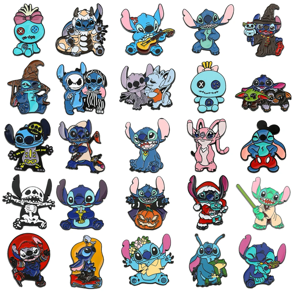 Stitch Enamel Pins Anime Movies Games Brooch Backpack Hat Bag Collar Lapel Badge Men Women Fashion Jewelry Gifts