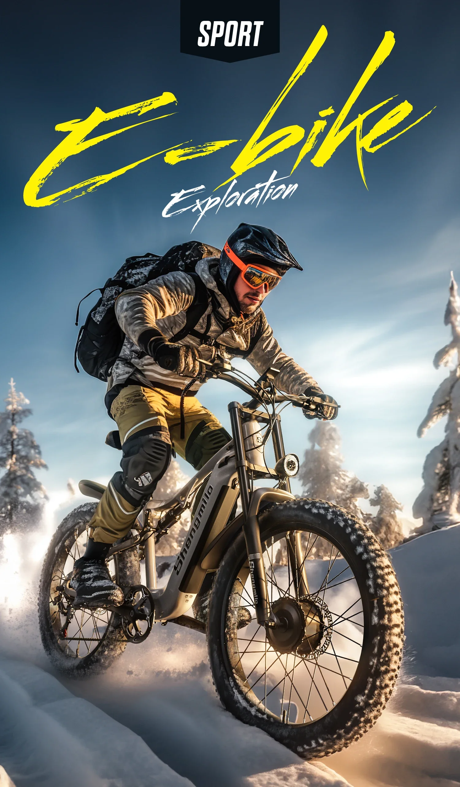 Shengmilo S600 Erwachsenen-Elektrofahrrad Herren E-Mountainbike 48V840WH Akku 26' Fatbike Elektrofahrrad – Detail 1
