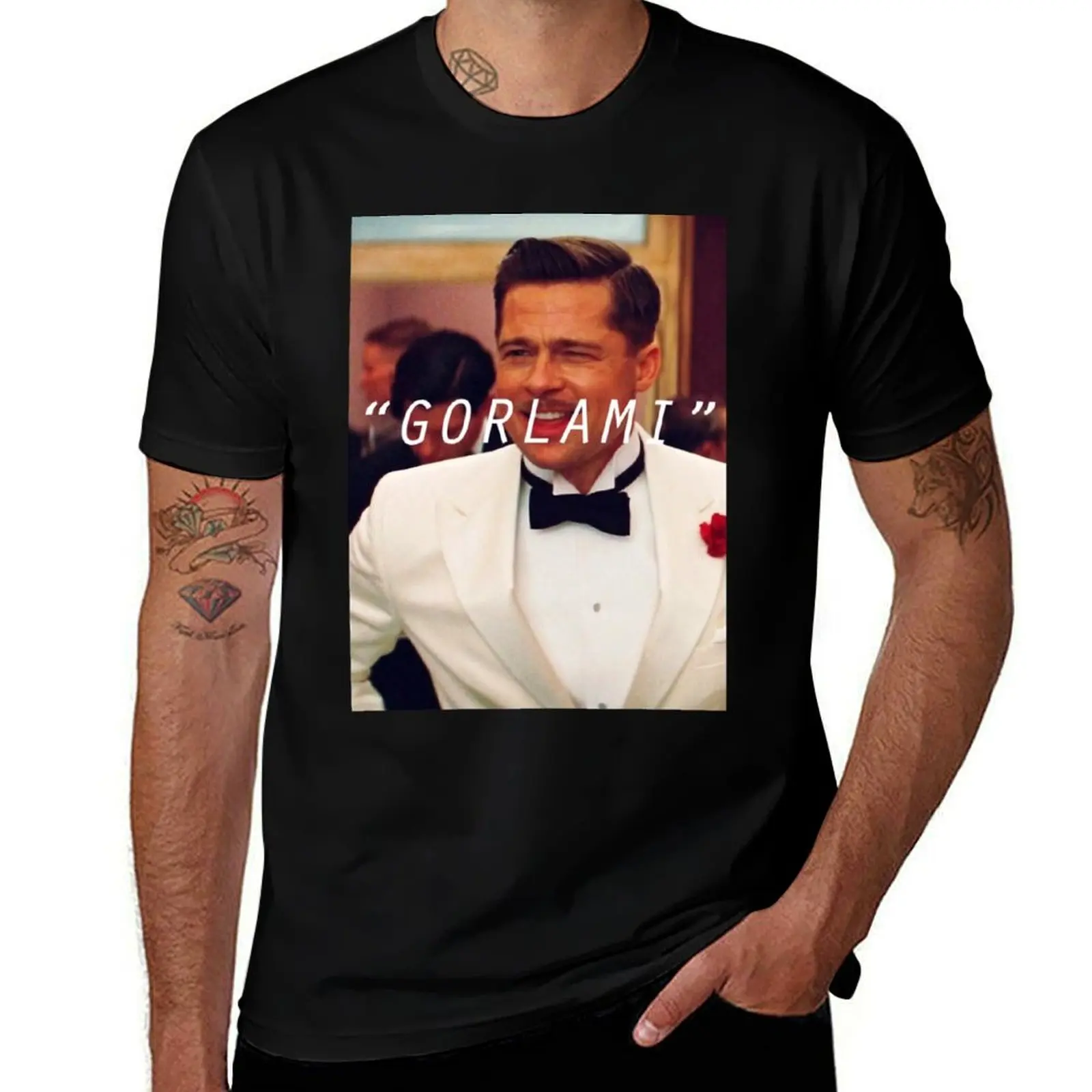 

Inglourious Basterds Gorlami Brad Pitt T-Shirt t shirt men 100% cotton luxury brand funny t shirts dark humor T-Shirt