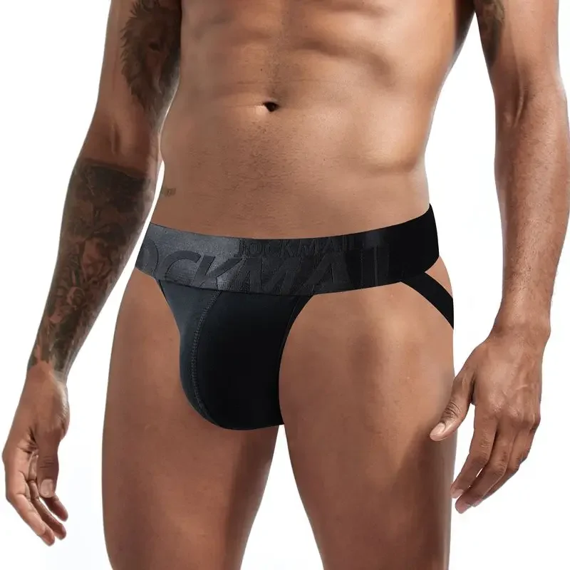 jockmail Men's Jockstrap Athletic Supporters Cotton Black White Low Rise Stretch Performance Sport Gym Underwear U Convex Pouch