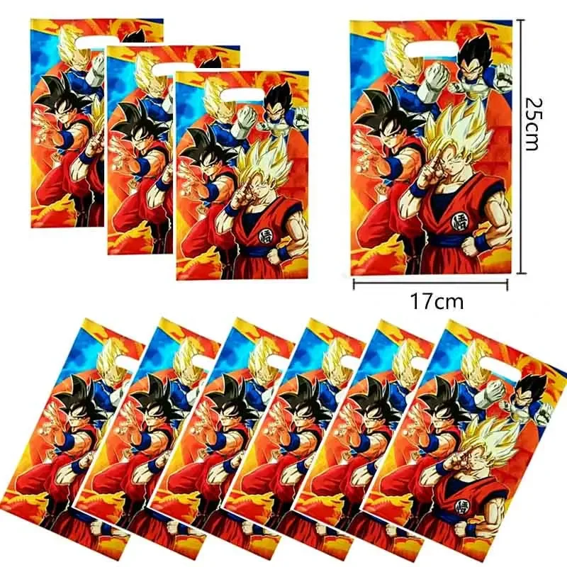 10/100 Stück Dragon Ball Themen-Geschenktüten aus Kunststoff mit Griffen, geeignet für Partygeschenke und Werbegeschenke – Detail 5