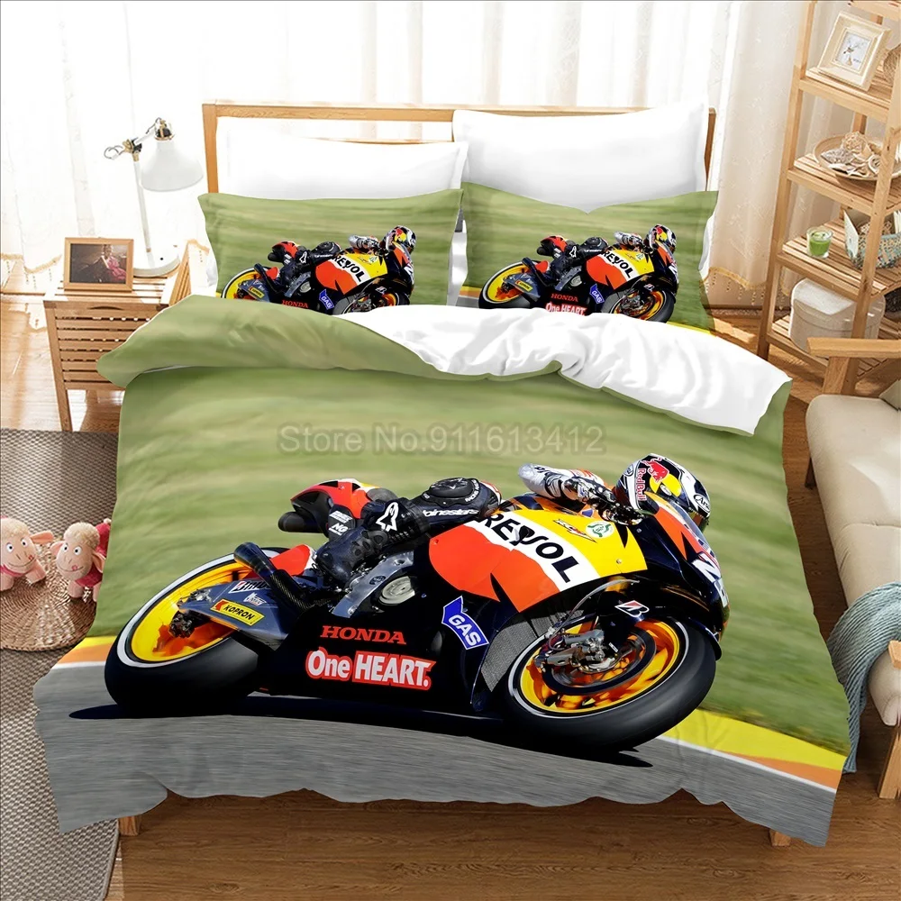 3D Bike Race Bedding Set Comforter Cover Motorcycle Design Home Textile Custom Bedclothes Boys Kids Gifts Duvet Cover Set