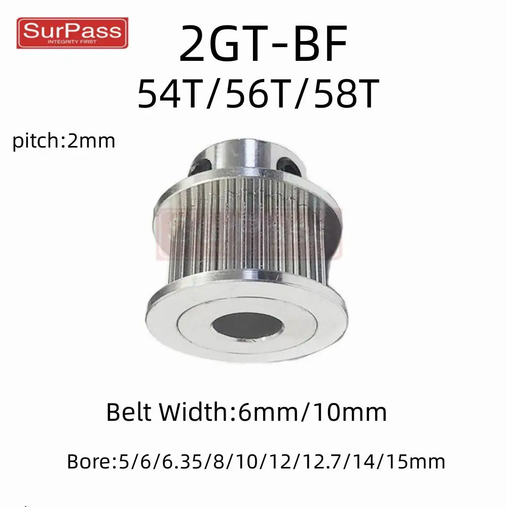 2GT/GT2 Timing Pulley  54T/56T/58T  Tooth Teeth Bore 5/6/6.35/8/10/12/12.7/14/15mm Synchronous Wheels Width 6mm10/mm