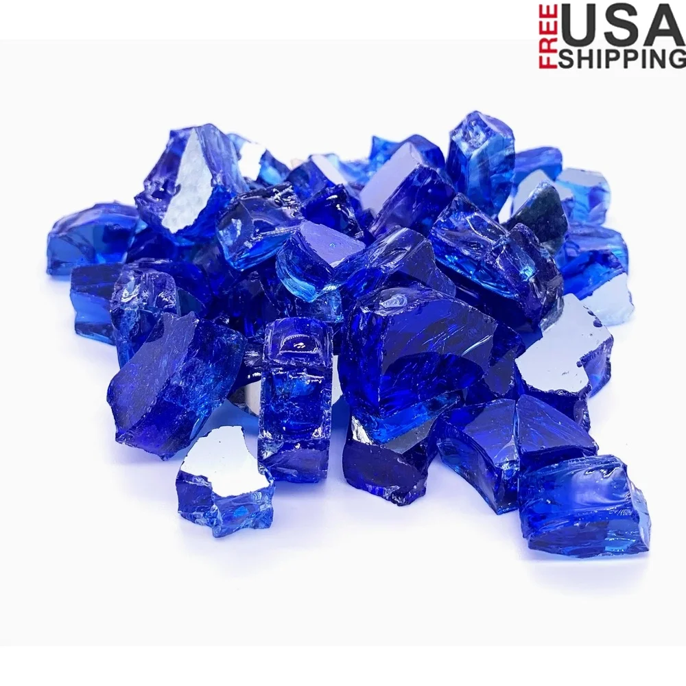 

Large Royal Blue Fire Glass Rocks 10 lbs Cobalt Fire Glass Propane Natural Gas Indoor Outdoor Fire Units Landscape Decor