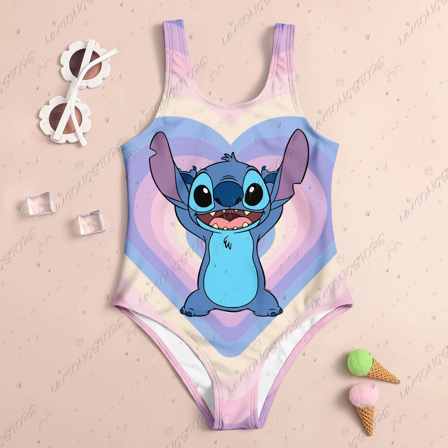 New Baby Swimsuit Girl 2024 Stitch Children Women Swimwear Beach Swimsuit Kids 4-14 Years Old Sell Like Hot Cakes Girls' Girl