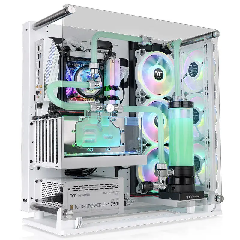 Tt Core P3 TG Pro white MOD water-cooled computer host open chassis can be wall-mounted ATX vertical plug