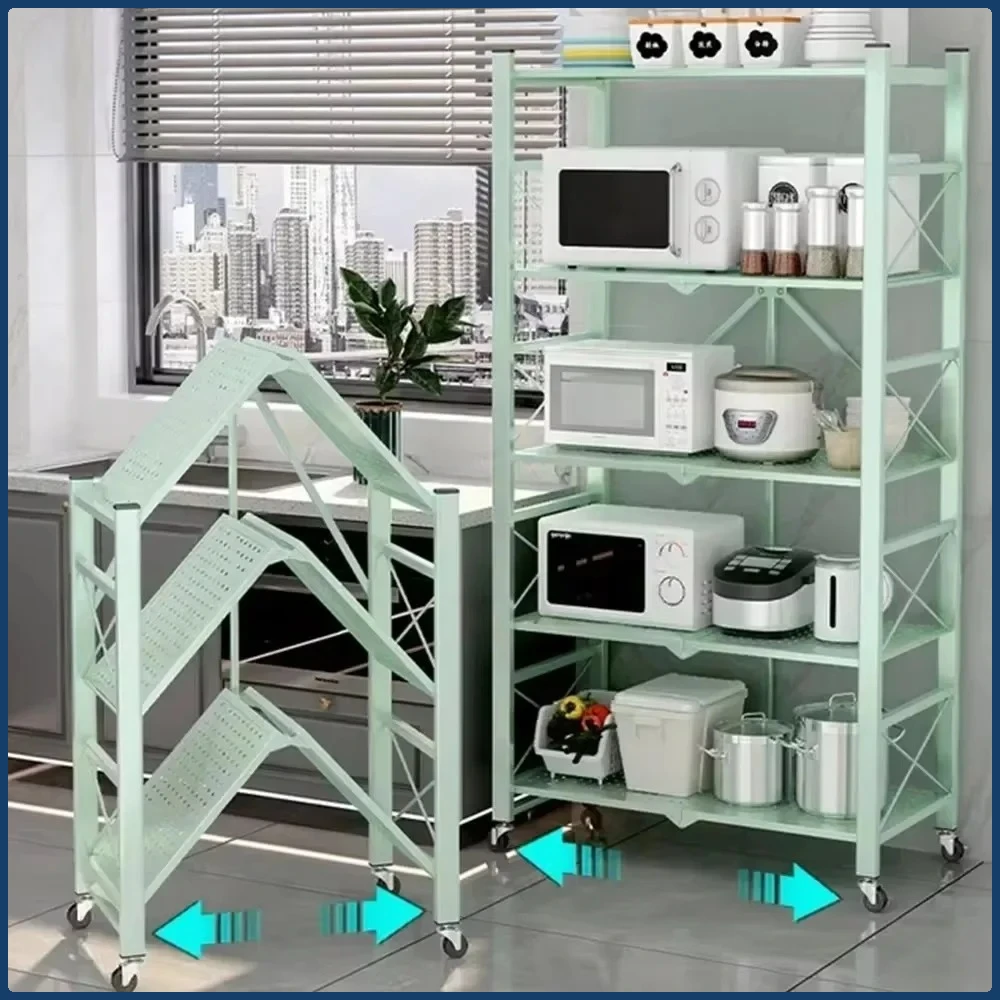 

Складная большая кухонная полка для хранения — многослойная железная рама с колесами, подвижная многофункциональная книжная полка, книжная полка, кубическая полка