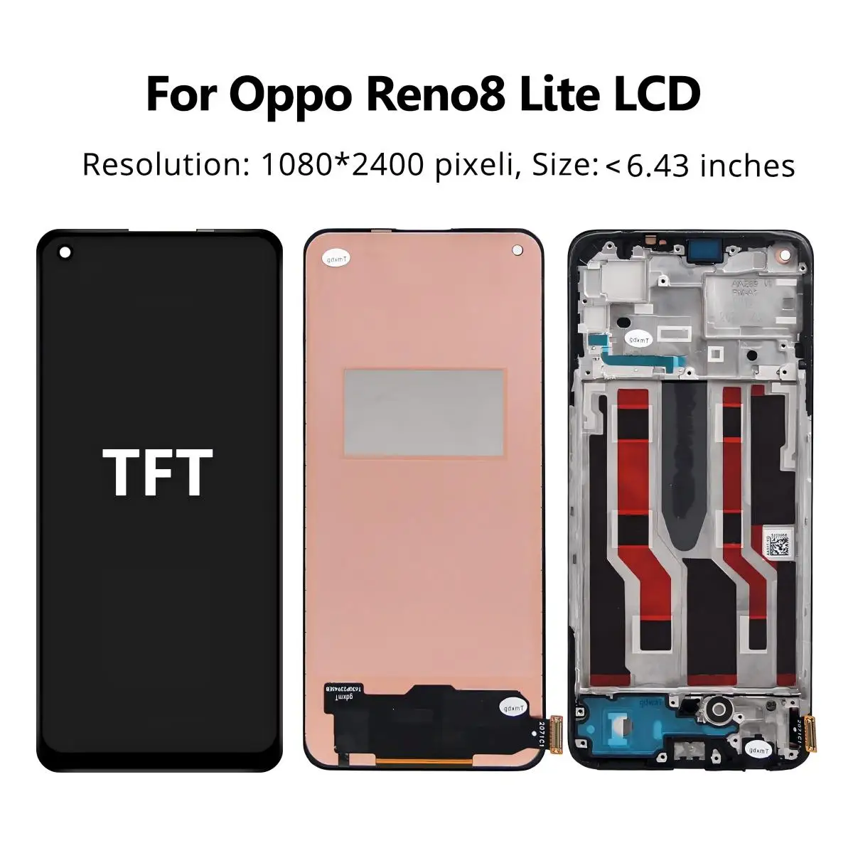 Kit Display LCD Con Cornice Per OPPO Reno8 Lite 5G – Schermo Di Ricambio Con Vetro Temperato E Attrezzi, Per CPH2343
