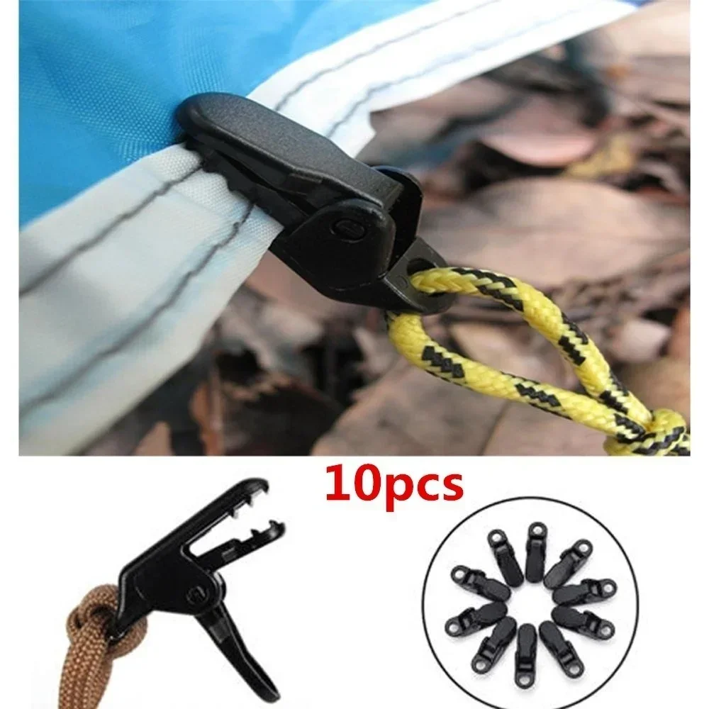 10PCS Outdoor Black Hangers Survival Awning Tarp Holder Alligator Clip Clamp Snap Camping Tent