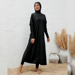 2025 Summer Dubai Abaya 3 Piece Set Black Burkini Muslim Mujer Modest Swimwear Women With Swim Cap Robe Femme Musulmane Clothing