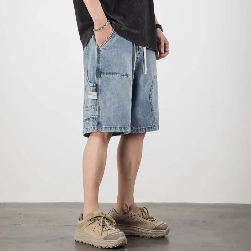 

Мужские повседневные свободные джинсовые шорты-бриджи в американском стиле, летние, тонкие, для работы и отдыха, до середины икры