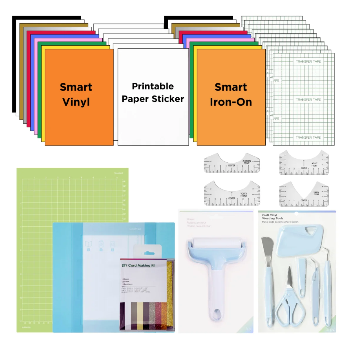 

Ultimate Accessories Bundle for Cricut Joy Xtra,84pcs Craft Starter Kit with HTV Vinyl,Adhesive Vinyl,Weeding Tools,Card Kit