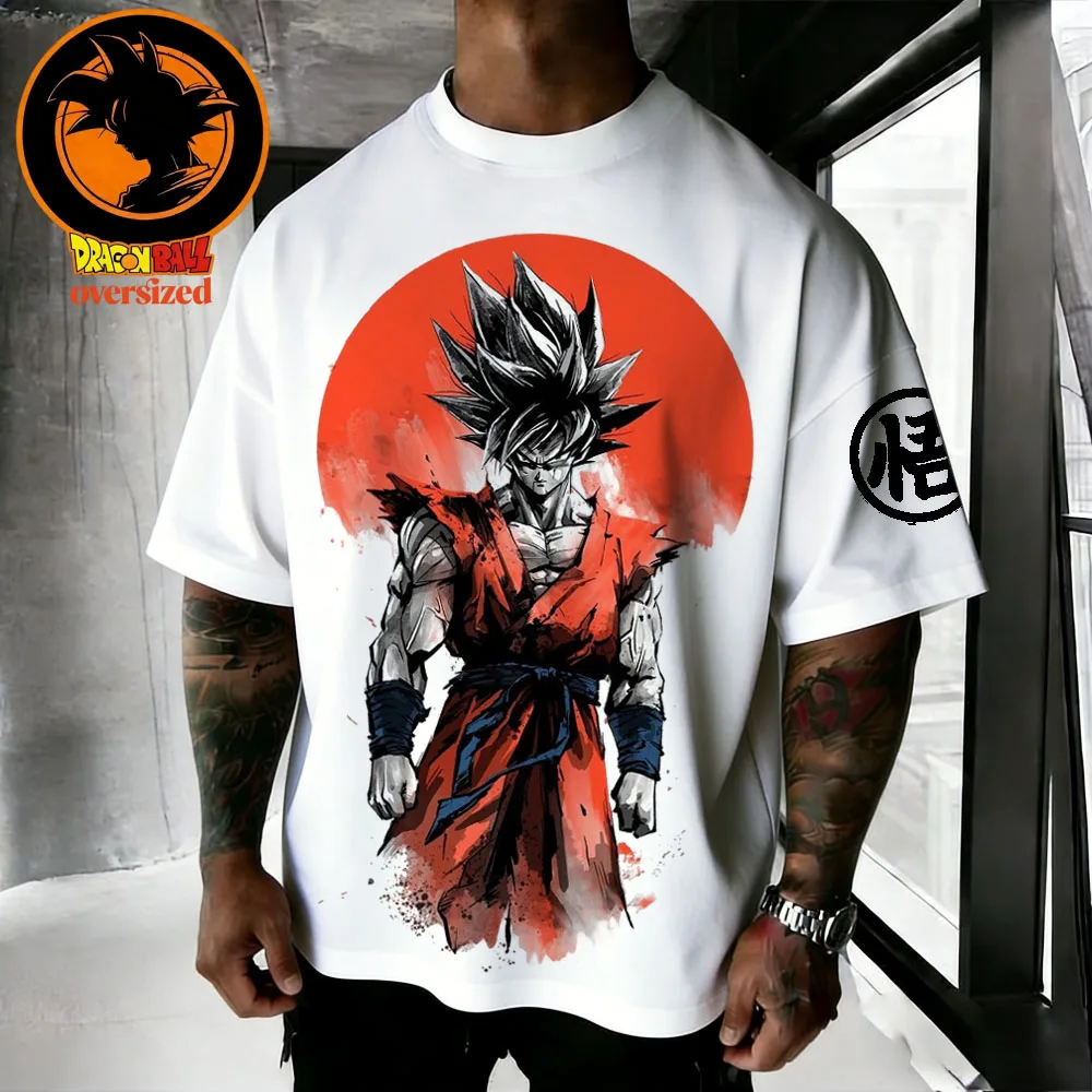 2026 Sommer Dragon Ball Son Goku Retro Hochwertiges Baumwoll-Herren-Oversize-T-Shirt Familien-Unisex-Kinder-Freizeit-Kurzarmshirt