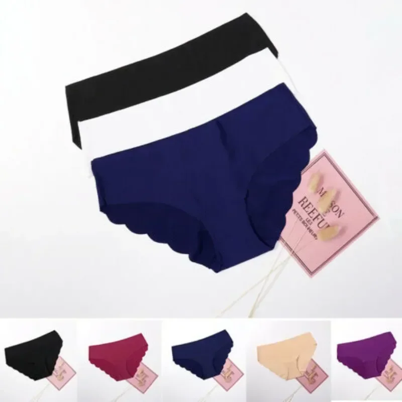 3 Pcs Set Summer Ice Silk Women Panties Seamless Underwear Briefs Underpants Sexy Lingerie G String Hipster Intimates