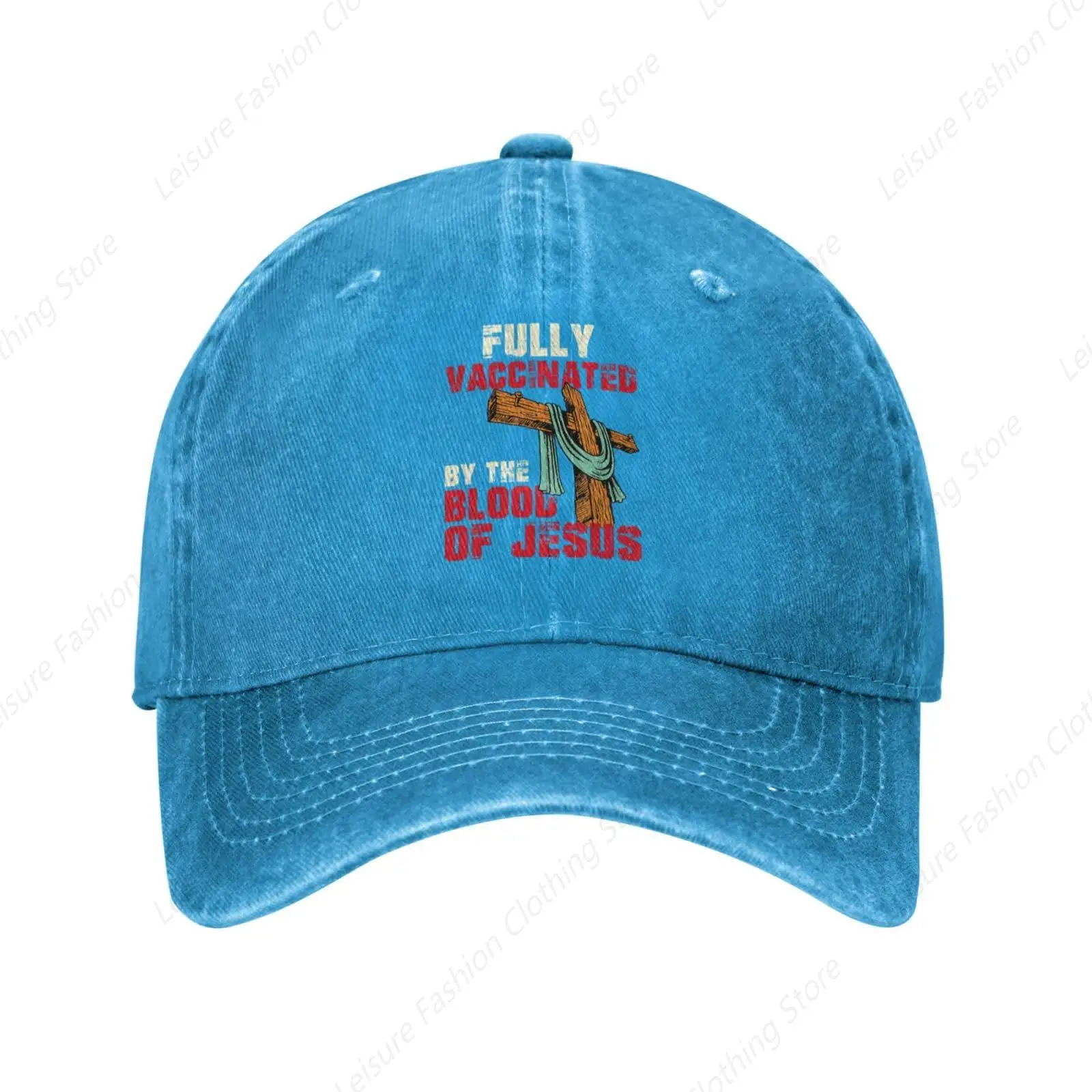 Fully Vaccinated by The Blood of Jesus Cowboy Caps Men Vintage Baseball Cap Summer Sun Hat Gift Women Trucker Hats