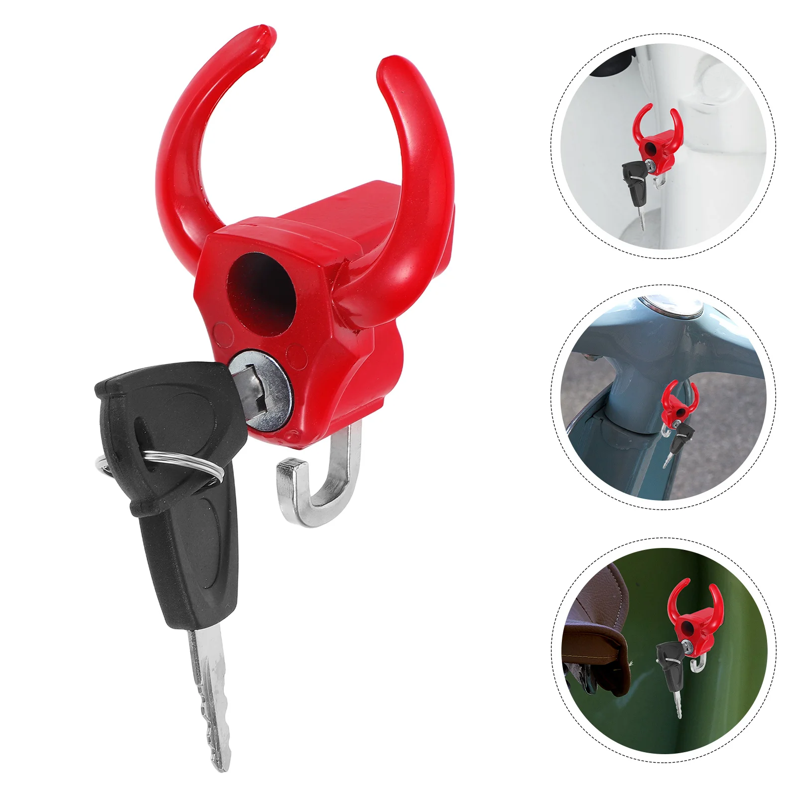 

Universal Hook Motorcycle Scooter Hanger Red Durable Lock Mount Bike Front Luggage Holder Easy Install Compact Organizer