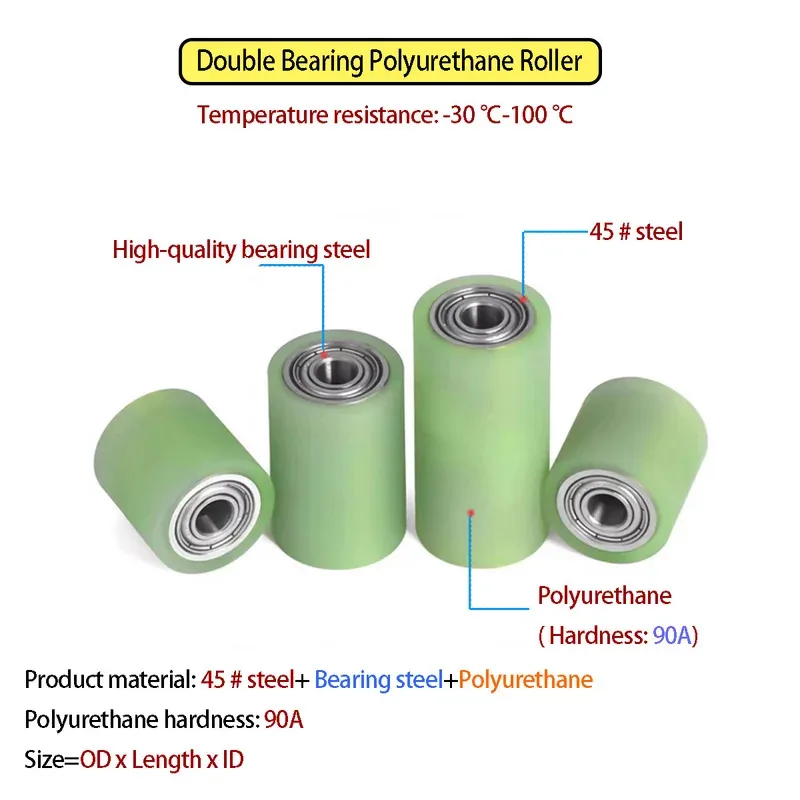 

Ролик с полиуретановым покрытием 90А, приводное колесо из силиконовой резины, конструкция с двойным подшипником