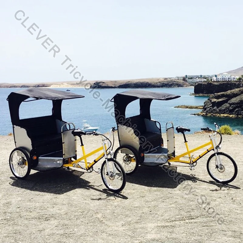 3 Seats Pedal E Pedicab Three Wheel Bike Taxi Battery Rickshaw For 3 Passenger Sightseeing Bike Can Customized