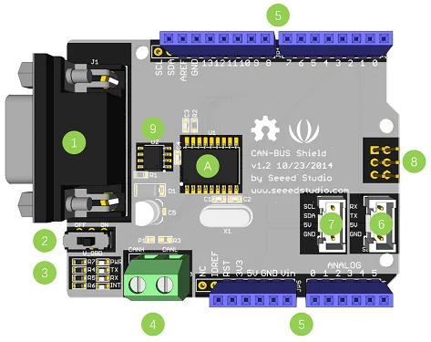 Arduino uno CANBUS Shield V1.2 expansion board CAN protocol communication board Compatible  Mega 2560  can bus  free shipping