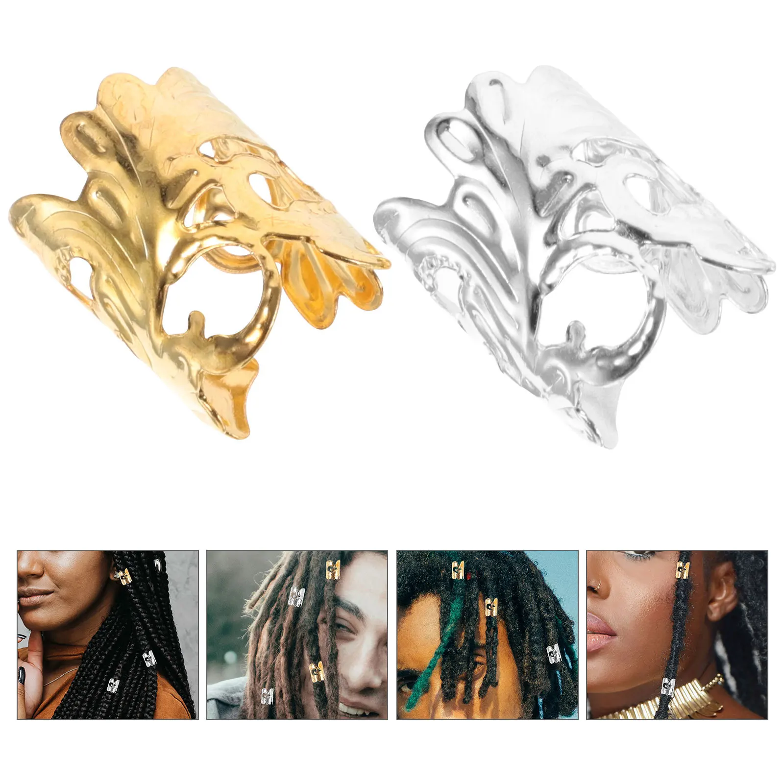 

100Pcs Hair Jewelry for Braids Dreadlock Rings Iron Lightweight Braid Cuffs Hair Accessories Braiding Decorations for Women